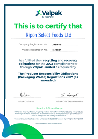 Valpak Certificate 2023